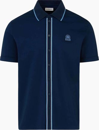 Sandbanks Mens SANDBANKS CONTRAST TIPPED PLACKET POLO NAVY - Size: 44