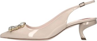 Roger Vivier Patent Leder Slingback Pumps - Dames - Pumps - Beige - 41 EU - Leer - Schoenen