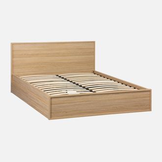 Sweeek Cama Con Somier De L&aacute;minas Y Cabecero 140x190cm + 4 Cajones Decorativos De Madera