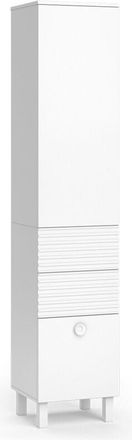 Vicco Armario de baño Sola, Blanco, 40.2 x 192.4 cm con puerta y cajones