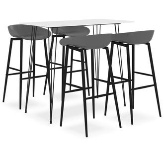 vidaXL Set Da Bar 5 Pz Bianco E Grigio Vidaxl