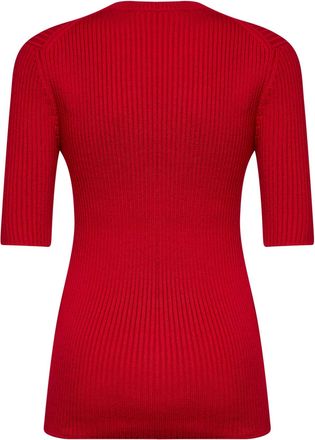 Prada Womens Sweater Rib-Knit Virgin Wool Red