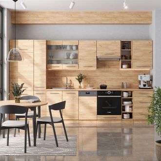 Vicco Mueble De Cocina Fame-line, Roble Dorado, 355 Cm Sin Encimera, Vicco