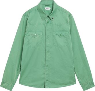 Versace Cotton Regular Shirt - Heren - Casual Overhemden - Groen - M - Katoen - Overhemden