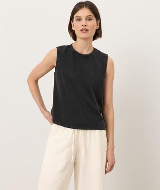 Pact Organic Cotton Vintage Jersey Relaxed Tank in Washed Black at Nordstrom, Size Xx-Large
