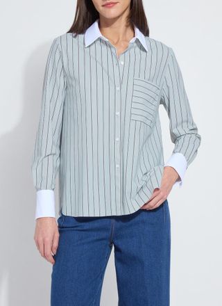 Lyss&eacute; Executive Stripe & White Collar Cropped Schiffer