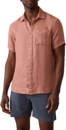 Faherty Palma Linen Short Sleeve Button-Up Shirt in Cedar Rose at Nordstrom Rack, Size X-Large