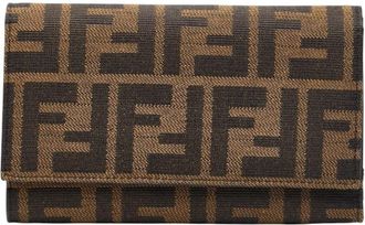 Fendi Black Brown Canvas Wallet (Tri-Fold) (Pre-Owned)