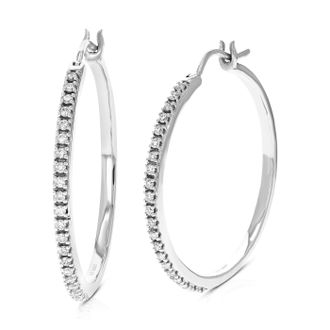Vir Jewels 1/4 cttw Lab Grown Diamond Hoops Earrings in Sterling Silver With Notched Post For Women