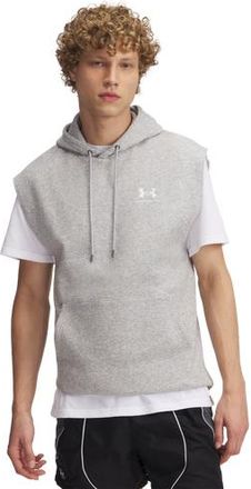 Under Armour Mens Icon Fleece Sleeveless Hoodie - Mod Gray/White Size 3XL