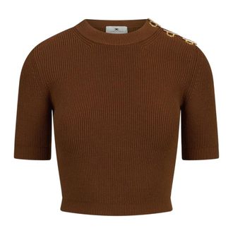 Elisabetta Franchi Dames, Truien, Bruin, Maat: XS Viscose
