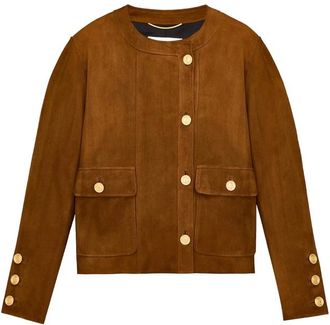 Saint Laurent Short Jacket In Suede Lambskin