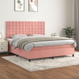 vidaXL Vidaxl - Cama Box Spring Con Colch&oacute;n Terciopelo Rosa 160x200 Cm