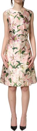 Dolce & Gabbana Womens Light Pink Lilyprint Sleeveless Sheath Dress Silk
