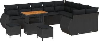 vidaXL Garden Sofa Set with Cushion with Storage 12 pcs Black vidaXL