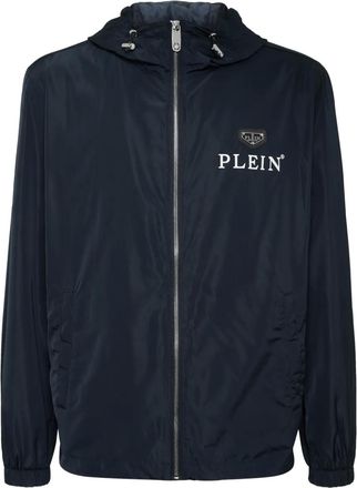 Philipp Plein Bomber con cappuccio e placca logo - Blu