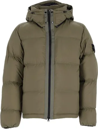 Stone Island Quilted Padded Jacket with Removable Hood and Matte Finish