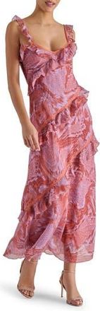 Steve Madden Versailles Sleeveless Ruffle Dress in Pink Snake at Nordstrom Rack, Size 14