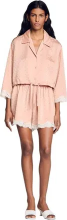 Sandro Shirt embellished with rhinestones in Nude at Nordstrom, Size X-Small