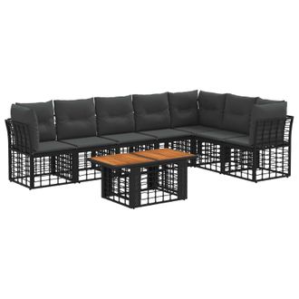 vidaXL Conjunto De Sof&aacute;s De Jard&iacute;n 8 Uds. Negro Y Gris Oscuro Vidaxl