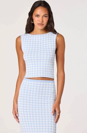 Astr Babbett Sweater Top In Blue Gingham