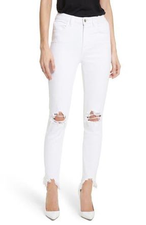 L'agence Highline Ripped Skinny Jeans in Blanc Destruct at Nordstrom Rack, Size 29