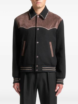 Mani&egrave;re De Voir Whipstitch Varsity jacket - Black