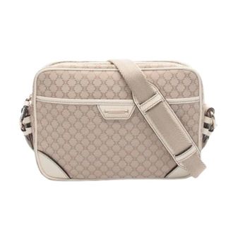 Celine Pre-owned Cross Body Bags, female, Beige, Size: ONE SIZE Pre-owned Macadam Canvas Leather Shoulder Bag