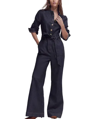 Boden Bootcut Button Denim Jumpsuit