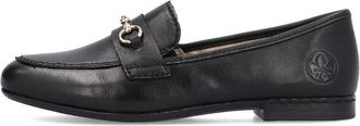 Rieker Schoenen, Dames, Zwart, 37 EU, Leer, Zwarte leren mocassins met gouden gesp