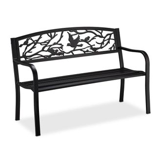 Relaxdays Relaxdays - Panca Da Giardino, Con Volatili Decorativi, Accessorio Di Arredo Da Esterno, Hlp: 87x127x57 Cm, Nera