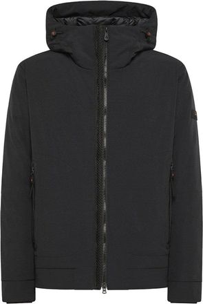 Peuterey Hooded Black Jacket With Minimalist Design And Fitted Silhouette