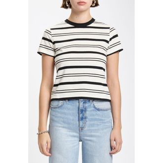 Daze Zuma Striped Crewneck T-Shirt in Onyx Stripe at Nordstrom, Size X-Small