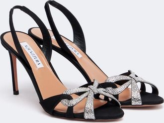 Aquazzura Ribbon Kiss embellished leather slingback sandals