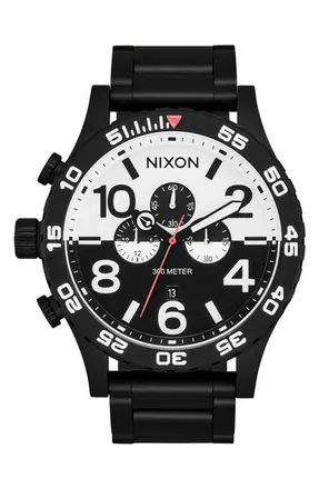 Nixon 51-30 Chronograph Bracelet Watch, 51mm in Black/white/black at Nordstrom