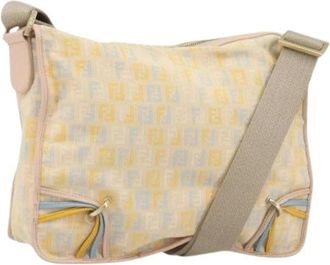 Fendi Pre-owned Vintage Zucchino Canvas Schoudertas - Dames - Vintage Schoudertas - Beige - ONE Size - Leer - Vintage