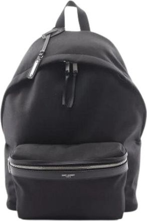 Saint Laurent Pre-owned Vintage Canvas Rugzak - unisex - Vintage Rugzakken - Zwart - ONE Size - Leer - Vintage