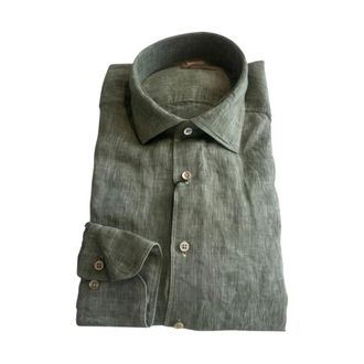 Stenstr&ouml;ms Linen Shirt with Cut-Away Collar - male - Stenstr&ouml;ms - Casual Shirts - Green - XL - Shirts