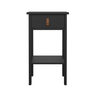 ebuy24 Mesita de noche madrid 1 caj&oacute;n, 1 estante negro mate