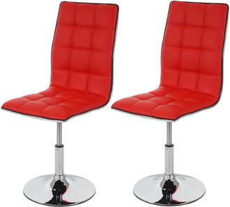 Hhg Hhg - Nunca Usado] Juego De 2 Sillas De Comedor 834, Silla De Cocina, Regulable En Altura, Giratoria, Piel Sint&eacute;tica Con Certificaci&oacute;n Mvg, Rojo
