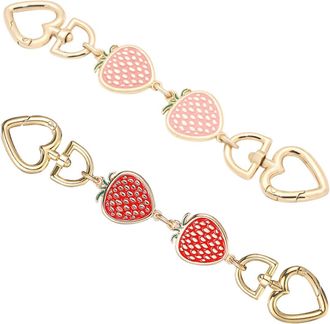 Yardwe 2pcs Strawberry Purse Extender Chain with Heart-shaped Clasps Detachable Crossbody Bag Strap Replacement for Shoulder Bags and Clutch Handbags Metal C