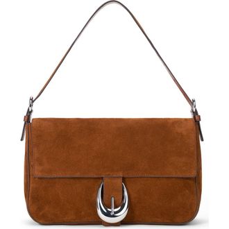 Staud Medium Harlow Suede Shoulder Bag in Tabac at Nordstrom