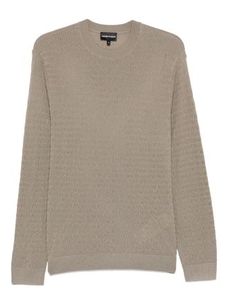 Emporio Armani textured crew-neck sweater - Brown