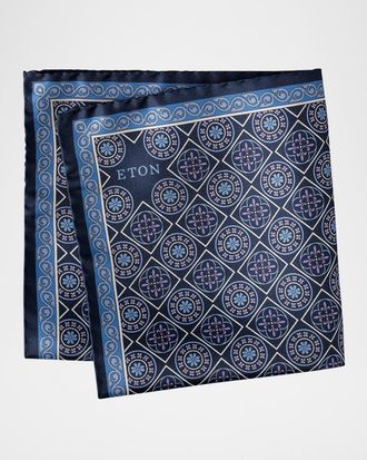 Eton Mens Medallion Silk Pocket Square
