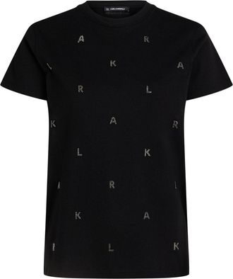 Karl Lagerfeld T-shirt con strass - Nero