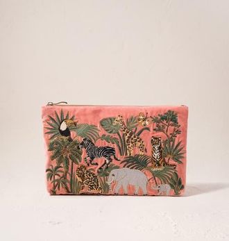 Elizabeth Scarlett World Wildlife Velvet Everyday Pouch in Coral at Nordstrom