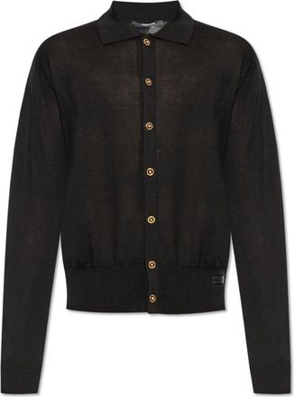 Versace Vest met kraag - Heren - Vesten - Zwart - 2XL - Katoen - Truien & Vesten