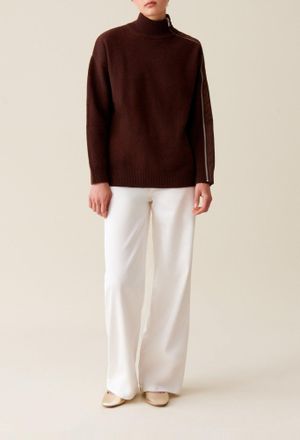 Claudie Pierlot Pull col montant zipp&eacute; marron