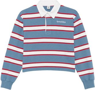 Sporty & Rich Blondie Striped Long-sleeve Polo Shirt