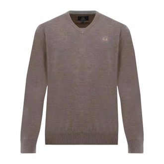 La Martina Maglione con scollo a V in lana merino - - Knitwear - Uomo - Marrone - M